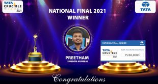 preetham-upadhya-from-shailesh-j-mehta-school-of-management-sjmsom-iit-bombay-lifts-the-coveted-national-trophy-at-the-first-ever-virtual-edition-of-the-tata-crucible-campus-quiz